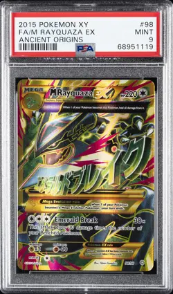 2015 POKEMON XY ANCIENT ORIGINS #98 FULL ART/M RAYQUAZA EX PSA 9 - Image 1