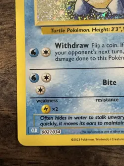 💧 Wartortle 002/034 CLB 💧 Pokemon TCG Classic Collection NM Holo - Image 4
