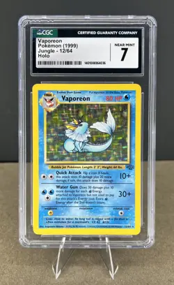 Pokemon 1999 Vaporeon Jungle Holo Rare #12/64 CGC 7 NEAR MINT - Image 1