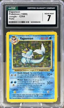 Pokemon 1999 Vaporeon Jungle Holo Rare #12/64 CGC 7 NEAR MINT - Image 3
