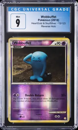 2010 POKEMON HEARTGOLD & SOULSILVER REVERSE HOLO #13 WOBBUFFET CGC 9 - Image 1
