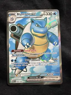 Pokemon TCG Blastoise EX 184/165 Scarlet & Violet Full Art Holo Ultra Rare - Image 1