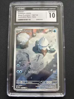 Snover 140/132 Me01: Mega Evolution Holo CGC GEM MINT 10 Pokemon TCG - Image 1