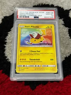 2017 Pokemon SM Black Star Promo Ash's Pikachu #SM108 PSA 10 - Image 1