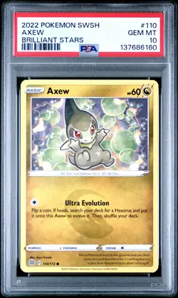 2022 POKEMON SWORD & SHIELD BRILLIANT STARS #110 AXEW PSA 10 - Image 1