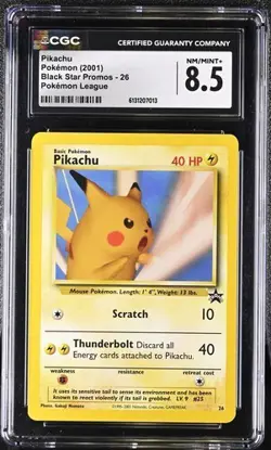 POKEMON BLACK STAR PROMO 2001 #26 PIKACHU CGC 8.5 - Image 1
