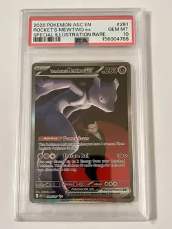 2026 Pokemon Team Rocket's Mewtwo ex Special Illustration Rare #281/217 PSA 10 - Image 1