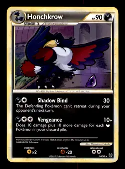Honchkrow 16/90 Rare HGSS Undaunted Pokemon Near Mint - Image 1