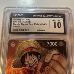 Bandai Monkey D. Luffy P-001 Games Fest 23-24 Promo Foil CGC 10 One Piece Card - Image 2