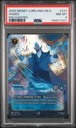 Disney Lorcana - Hades - Infernal Schemer - Enchanted - PSA 8 - Image 1