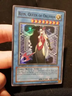 Yugioh Ruin, Queen of Oblivion SOI-EN034 Super Rare 1st Ed American NM - Image 1