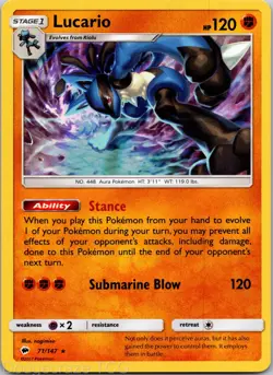 Lucario 71/147 Holo Rare Burning Shadows Pokemon Holo NM - Image 1