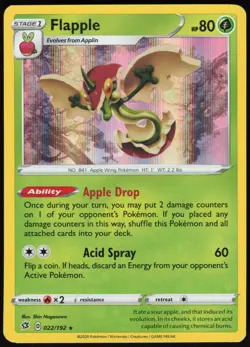 Flapple 022/192 Holo Rare Rebel Clash Pokemon Near Mint - Image 1