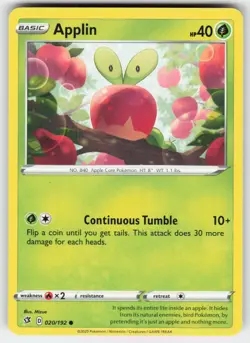 Applin 020/192 Common Rebel Clash Pokemon Near Mint - Image 1