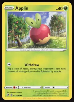 Applin 021/192 Common Rebel Clash Pokemon Near Mint - Image 1