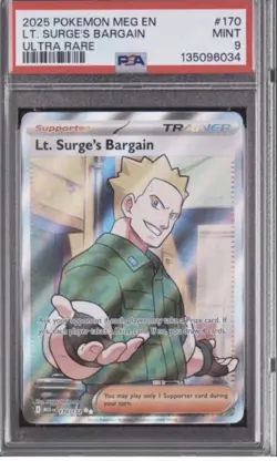 Pokemon Lt. Surge’s Bargain Ultra Rare PSA 9 Mint - Image 1
