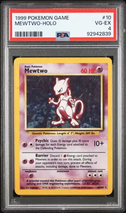 PSA 4 Mewtwo 10/102 1999 Holo Rare Graded Pokemon Card - Image 2