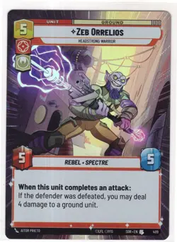Star Wars Unlimited Foil Hyperspace Card #409 Zeb Orrelios - Image 1