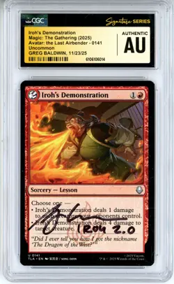CGC Auth Signed Greg Baldwin Iroh's Demonstration Avatar: The Last Airbender - Image 1