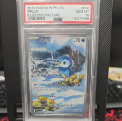 2025 POKEMON PFL EN-PHANTASMAL FLAMES ILLUSTRATION RARE #098 PIPLUP PSA 10 - Image 1