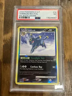 Graded PSA 7 2008 Pokemon D&P Umbreon Rev. Foil Majestic Dawn #32 - Image 1