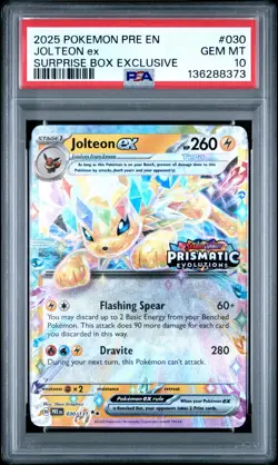 2025 POKEMON PRE EN-PRISMATIC EVOLUTIONS #030 JOLTEON EX PSA 10 - Image 1