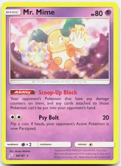 Mr. Mime 66/181 Rare Team Up Pokemon Near Mint - Image 1