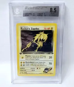 POKEMON GYM CHALLENGE 1ST EDITION ROCKETS ZAPDOS #15 HOLO BGS 8.5 ERROR LABEL - Image 1