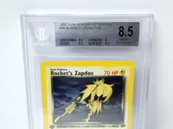 POKEMON GYM CHALLENGE 1ST EDITION ROCKETS ZAPDOS #15 HOLO BGS 8.5 ERROR LABEL - Image 2
