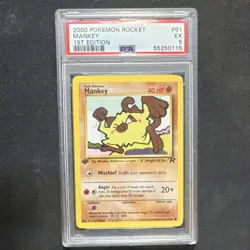 Pokemon TCG Mankey Team Rocket #61/82 1st Edition Common PSA 5 2000 - Image 1