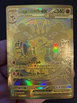 Pokemon Mega Lucario EX TCG Gold Holo Rare Card 188/132 LP - Image 1