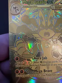 Pokemon Mega Lucario EX TCG Gold Holo Rare Card 188/132 LP - Image 2