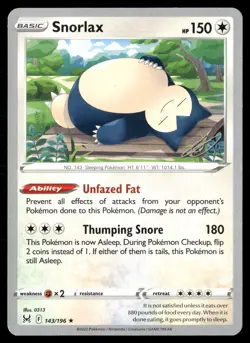 Snorlax 143/196 Holo Rare World Champion 2023 Pokemon Near Mint - Image 1