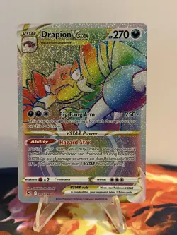 Pokemon TCG Drapion VSTAR Rainbow Holo Card 200/196 Lost Origin Secret Rare NM - Image 1