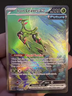 Pokemon TCG Iron Leaves EX Scarlet & Violet Temporal Forces 203/162 LP - Image 1