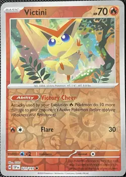 Victini 021/191 Sv08: Surging Sparks Reverse Holo - Pokemon Card - Image 1