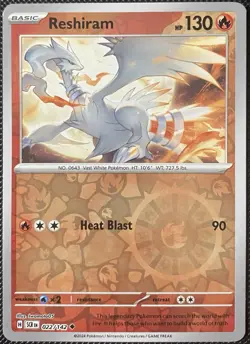 Reshiram 022/142 Sv07: Stellar Crown Reverse Holo - Pokemon Card - Image 1
