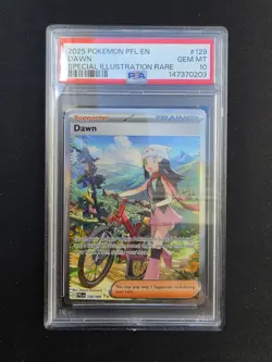 Pokemon 2025 PFL EN-PHANTASMAL FLAMES SPECIAL ILLUSTRATION RARE #129 DAWN PSA 10 - Image 1