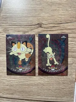 2000 Pokemon Topps TV Animation Chrome Meowth #52 Persian #53 - Image 1