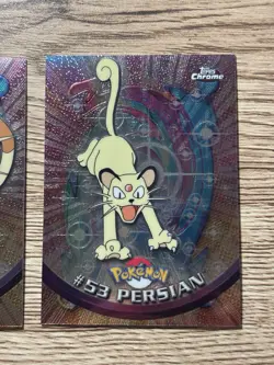 2000 Pokemon Topps TV Animation Chrome Meowth #52 Persian #53 - Image 3