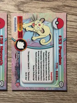 2000 Pokemon Topps TV Animation Chrome Meowth #52 Persian #53 - Image 5