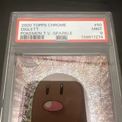 2000 Topps Chrome Pokemon T.V. Sparkle #50 Diglett PSA 9 MINT - Image 5