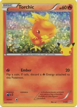 Torchic - 11/25 - Holo - McDonald's 25th Anniversary Promo LP, English Pokemon M - Image 1