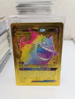 Pokemon gold metal Inspired Rainbow Card Gengar&Mimikyu GX For Display Art Gift - Image 1