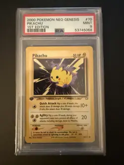 2000 Pokemon Neo Genesis 1st Edition #70 Pikachu PSA 9 MINT - Image 1
