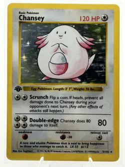 Chansey 1st Edition Holo Shadowless Base Set (3/102) Near Mint NM Pokemon Card - Image 1