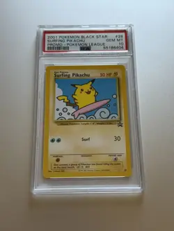 Surfing Pikachu 28 Pokemon League Black Star Promo PSA 10 - Image 2