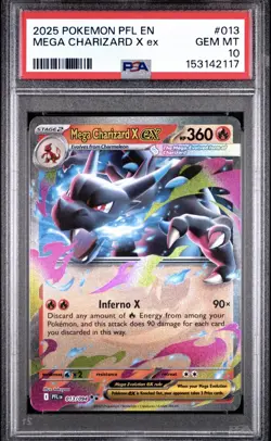 2025 POKEMON PFL EN-PHANTASMAL FLAMES #013 MEGA CHARIZARD X EX PSA 10 - Image 1