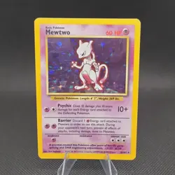 Pokemon Mewtwo Base Set Holo Rare 60 HP Card 10/102 1999 Wizards English - Image 1