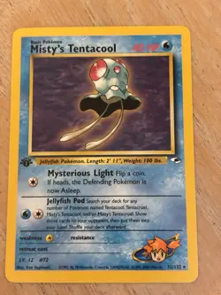 Pokemon Card - Misty's Tentacool Gym Heroes 32/132 Rare 1st Edition - Image 1